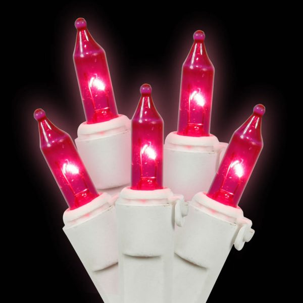 100 Pink Lights White Wire 33ft. Christmas Set Fashion - Image 2