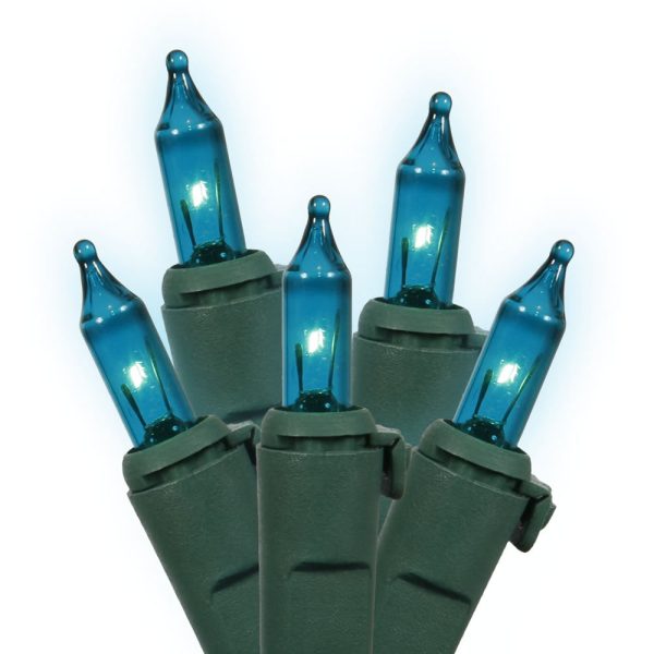 100 Teal Lights Green Wire 33Ft. Christmas Set Hot on Sale