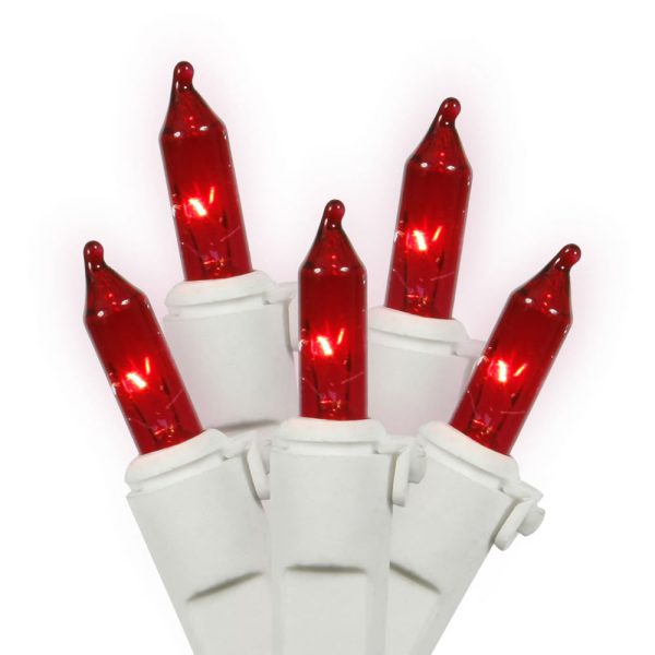 50 Red Lights White Wire 16ft. Christmas Set Discount