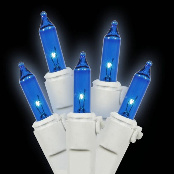 50 Blue Lights White Wire 16ft. Christmas Set Cheap - Image 2